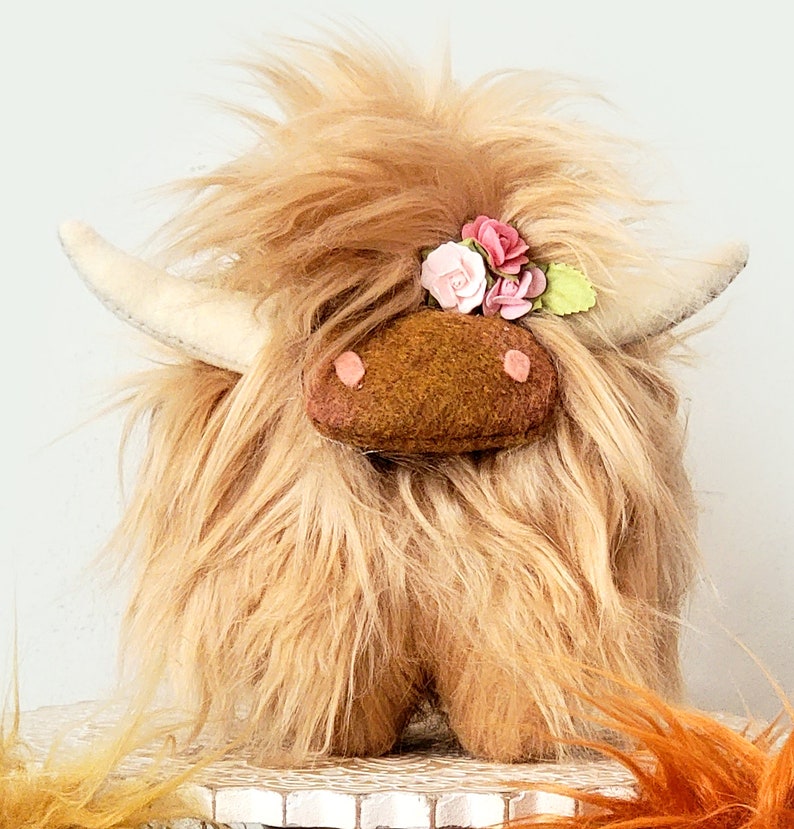 SEWING TUTORIAL PATTERN Highland Cow, farmhouse tiered tray decor highland cow gnome, fuzzy cow gnome, fuzzy cow, highland cow plushie gnome image 2