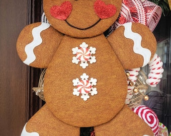 Gingerbread wreath attachment tutorial, No Sew PDF Pattern, DIY Christmas gingerbread pattern, Instant download, large gingerbread pattern