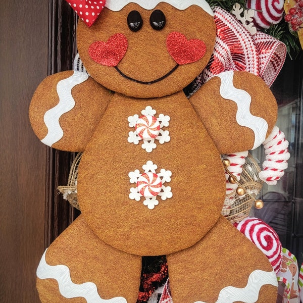 Gingerbread wreath attachment tutorial, No Sew PDF Pattern, DIY Christmas gingerbread pattern, Instant download, large gingerbread pattern