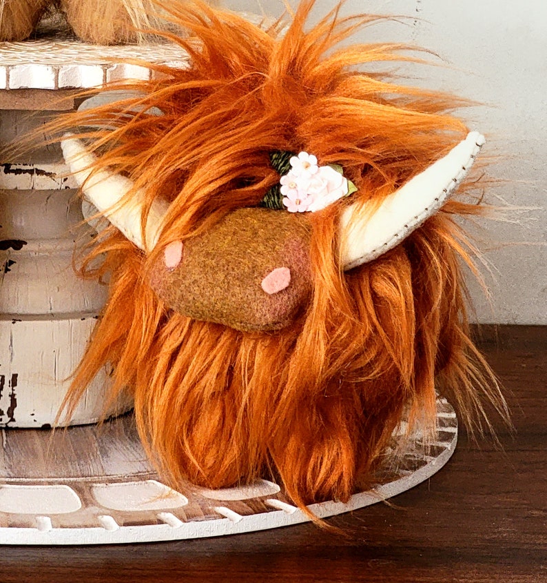 SEWING TUTORIAL PATTERN Highland Cow, farmhouse tiered tray decor highland cow gnome, fuzzy cow gnome, fuzzy cow, highland cow plushie gnome image 4