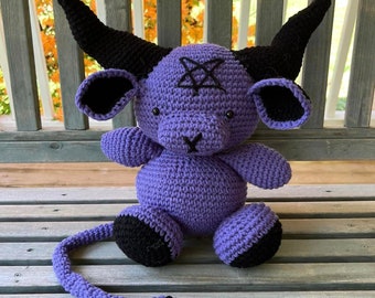 Crochet Baphomet - Amigurumi Plush Toy Cow Devil Goth - Crochet Stuffed Animal  - Crochet Stuffie - Amigurumi