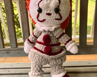 Creepy Clown - Penny Wise - IT - Penniewise Plush - Crochet Clown Doll