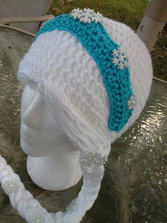 Crochet Braided Elsa Beanie Snow Queen 