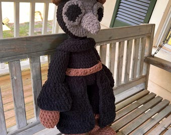 Handmade Crochet Plague Doctor -  chirurgeon - pestilence physician