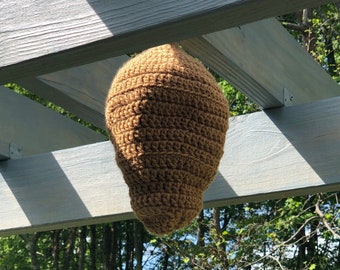 Crochet Hornet-Wasp Nest Decoy-Bee Repellent-Fake Wasp Nest repels carpenter bees Eco-friendly Reusable year after year