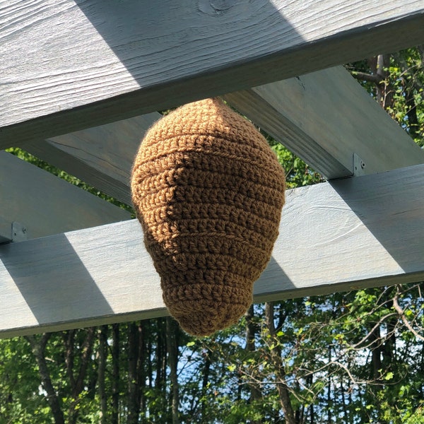 Crochet Hornet-Wasp Nest Decoy-Bee Repellent-Fake Wasp Nest repels carpenter bees Eco-friendly Reusable year after year