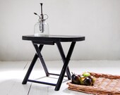 Black Wood Folding Stool- Small Plant Stand
