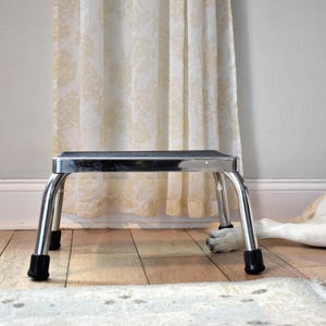 Vintage Chrome Medical Step Stool – Industrial Plant Stand or Minimalist Side Table
