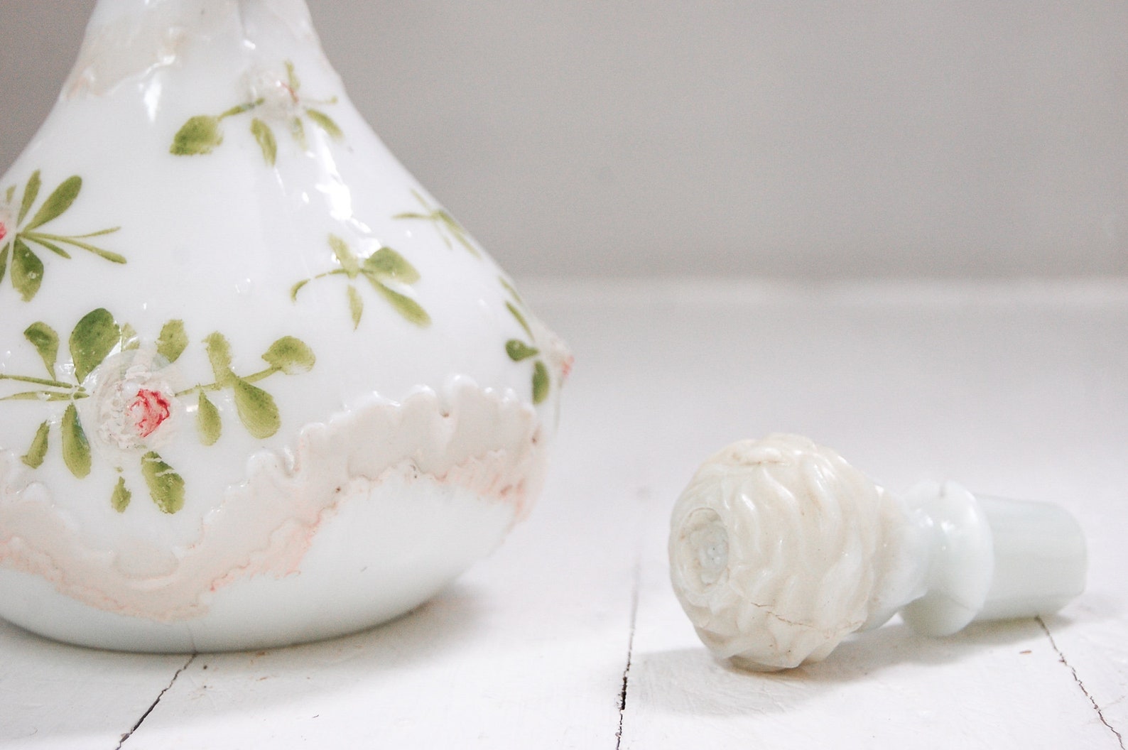 Antique Milk Glass Perfume Bottle Victorian Decanter Etsy