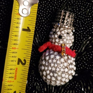 DorothyBaeurPendantBrooch 3DSnowman WhiteMilkGlass BlackRhinestone