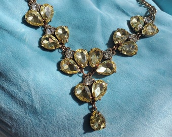 LeslieDanzisYellowRhinestoneStatementNecklace