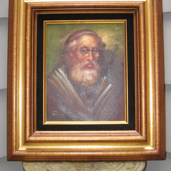 SignedWoilsonRabbi OilPainting Canvas Gold Framed