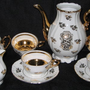 Demitasse Set Barvaria Porcelain and 22kt Gold image 1