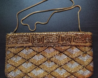 1950'sExtensiveGold/Silver BeadWork EveningBag EveningClutch