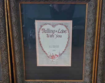 OrnatelyFramedMatted 1926FallingInLoveWithYou SheetMusic