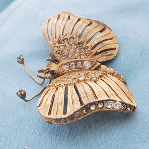 vintage Philip Hulitar butterfly mother pin brooch gold tone