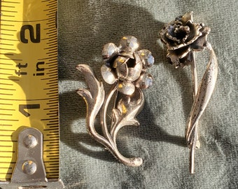 2SterlingSilverFlowers(1Beau)RoseDaffodil