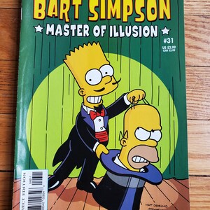 May include: A comic book cover featuring Bart Simpson as a magician, with the title "Bart Simpson: Master of Illusion" and the issue number "#31".