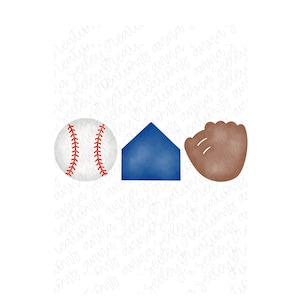Aquarell Baseball Trio - Ball, Home Plate und Handschuh PNG Design für Wärmepresse Übertragung und Sublimation