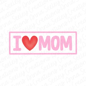 Roze aquarel moederdag I Love Mom Heart Faux Smocking Plate Borduurwerk PNG-ontwerp voor sublimatie - kleurrijke lentezomer