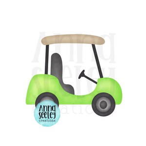Akwarela Golf Cart PNG - Zielony