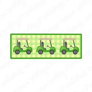 Akwarela Golf Cart Faux Smock Patch PNG Clip Art Design do transferu na prasie termicznej Sublimacja Masters Gingham Plaid Smocked Smocking Clipart