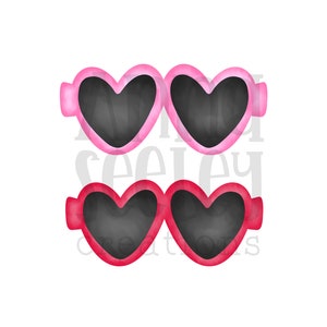 Pink and Red Heart Shaped Sunglasses for Valentines Day | sublimation and Heat Press PNG Design