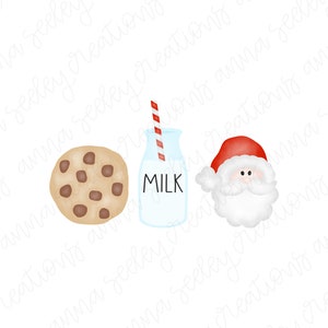 Cookie Milk Santa Claus Trio Set - PNG Clip Art Design for Sublimation Heat Press Christmas Eve Clipart Cookies Hot Chocolate Cocoa Baking