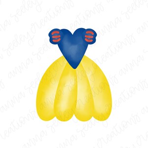 Peut inclure: Une robe jaune avec un corsage en forme de c&oelig;ur bleu et des manches rouges. La robe a un effet aquarelle.