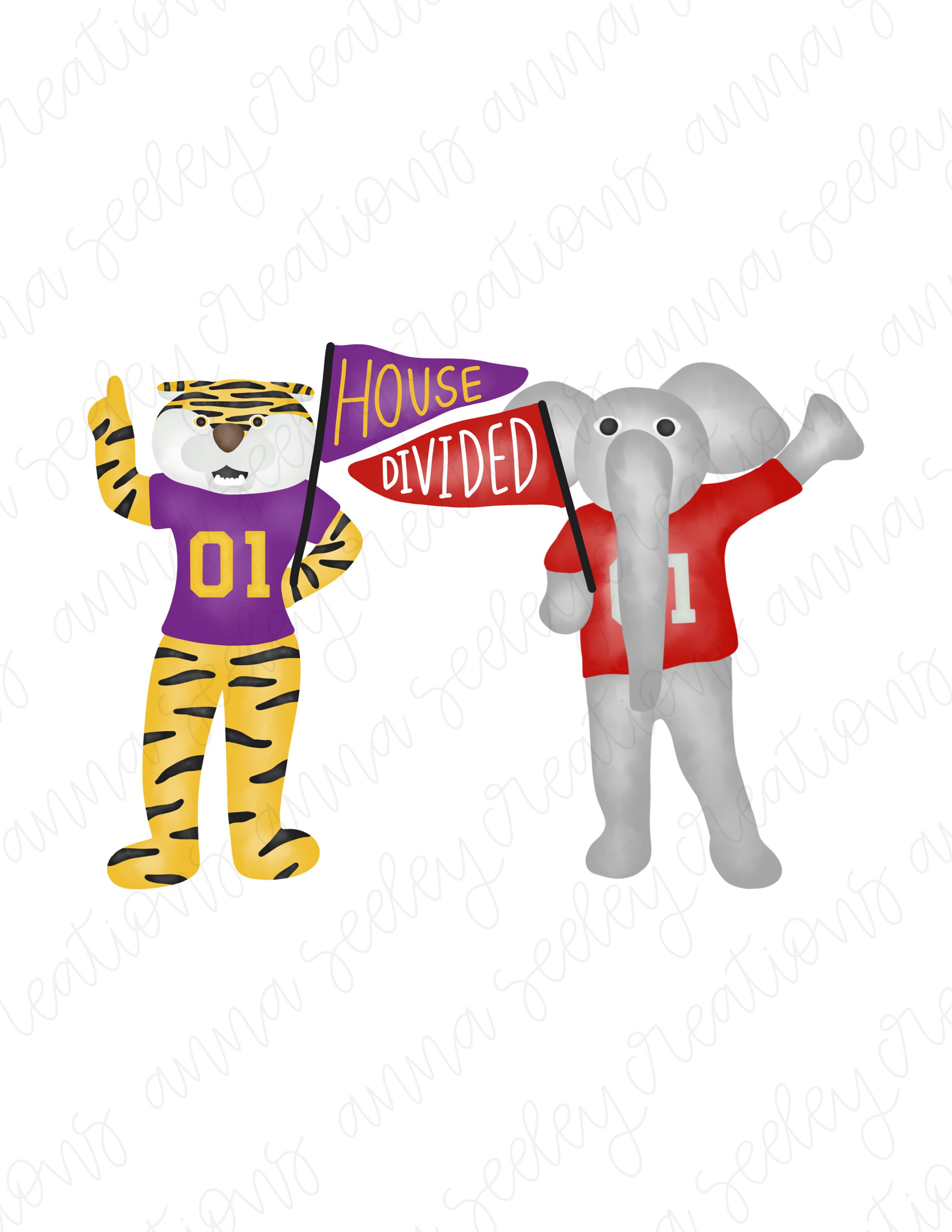 Watercolor Mascots House Divided Kids Tee PNG Clip Art Etsy