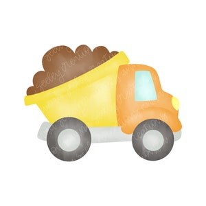 Boy Watercolor Construction Dump Truck PNG Clip Art Design for Heat Press Transfer and Sublimation