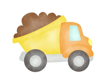 Boy Aquarel Bouw Dump Truck PNG Clip Art Design voor Heat Press Transfer en Sublimation