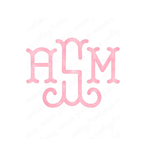 Pink Watercolor Monogram Initials Alphabet PNG Designs for Heat Press Transfer & Sublimation - 52 files