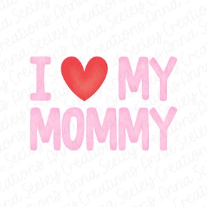 Acuarela rosa Día de la Madre I Love My Mommy Heart Faux Smocking Plate Embroidery PNG Design for Sublimation - Colorful Spring Summer
