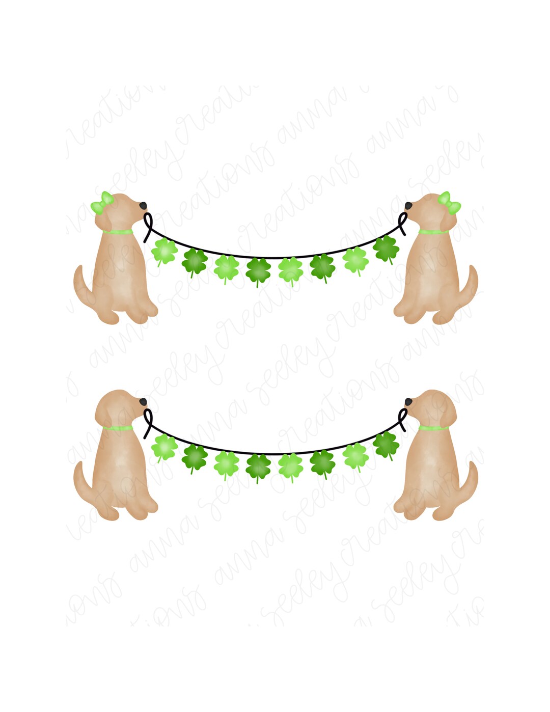 Saint Patrick’s Day Golden Retreiver / Lab Puppy Dog Shamrock Clover ...