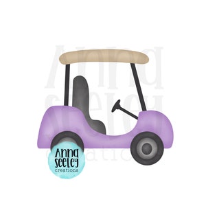 Akwarela Golf Cart PNG - Fioletowy