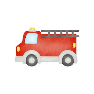 熱プレス転写と昇華用の水彩消防車 PNG デザイン