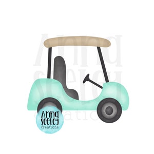 Akwarela Golf Cart PNG - Mięta