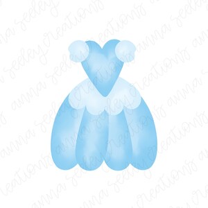 Peut inclure: Une robe de princesse bleu clair avec un corsage en forme de c&oelig;ur et une jupe &agrave; volants.