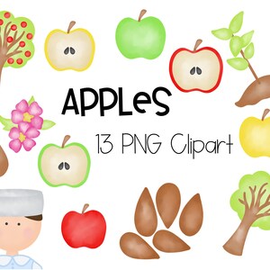 Pacote de clipart do ciclo de vida de maçãs em aquarela
