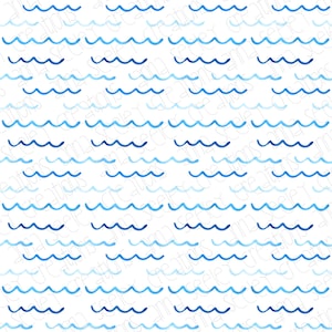 Könnte beinhalten: Ein nahtloses Muster aus blauen und weißen Wellenlinien, die an Meereswellen erinnern. Das Muster wiederholt sich über das gesamte Bild und erzeugt eine beruhigende und entspannende Wirkung.