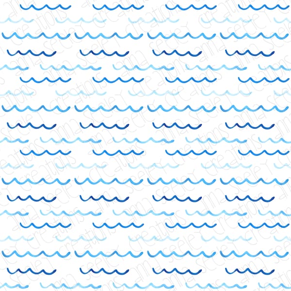 SEAMLESS PATTERN - Watercolor Ocean Waves Sea - Digital Paper Design for Scrapbooking, Invitations, Notecards and More! Ocean Beach Deep Sea