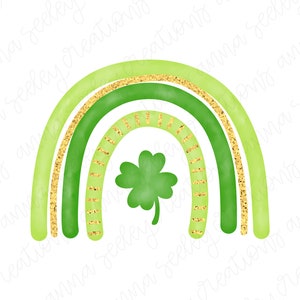 Watercolor Shamrock Rainbow PNG Design for Sublimation Heat Press Transfer - Saint Patrick’s Day St Pattys Day Lucky Four Leaf Clover Pinch