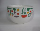 Arabia Finel Bowl Vegetable Design, Kaj Franck Finnish Enamelware, Vintage Kitchenware Bakeware, Mixing Serving, Scandinavian Decor