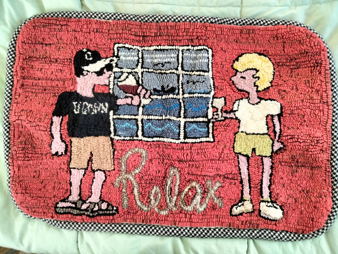 U Conn Hooked Rug, Vintage 19x29” Floor Door Mat, Connecticut College ...