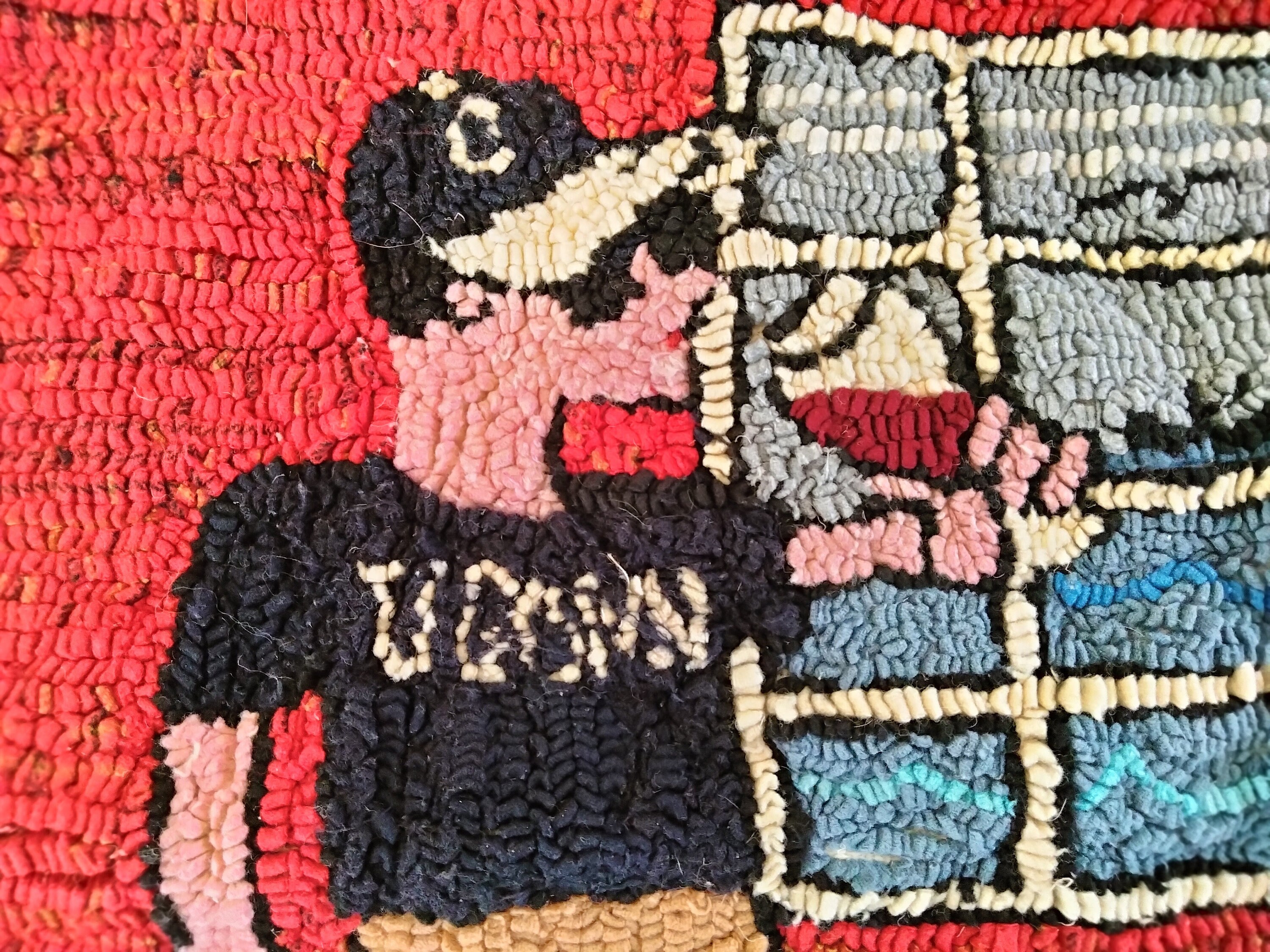 U Conn Hooked Rug, Vintage 19x29” Floor Door Mat, Connecticut College ...
