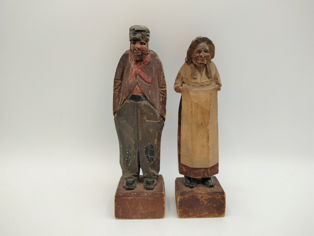 Eugene Sioui Carvings Vintage Wooden Figurines Huron Indian Carved Old