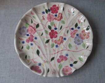 Blue Ridge Rose of Sharon Vintage Flat Shell Bonbon Dish or Tray, Southern Potteries Hand Painted American Pottery China Plate, Cottagecore