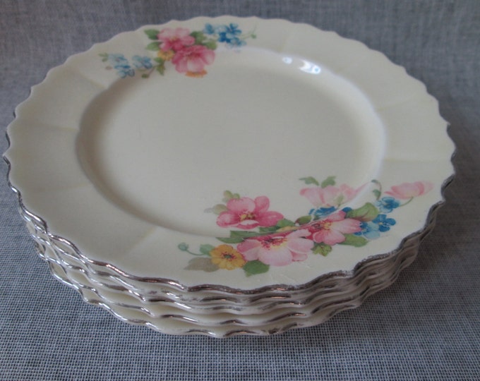 FIVE Elmhurst Shape Bread & Butter/dessert Plates Pale