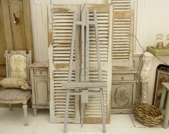 Shabby Miniature Wooden Easel, Aged Gustavian Gray, French Dollhouse, 1:12th  Scale